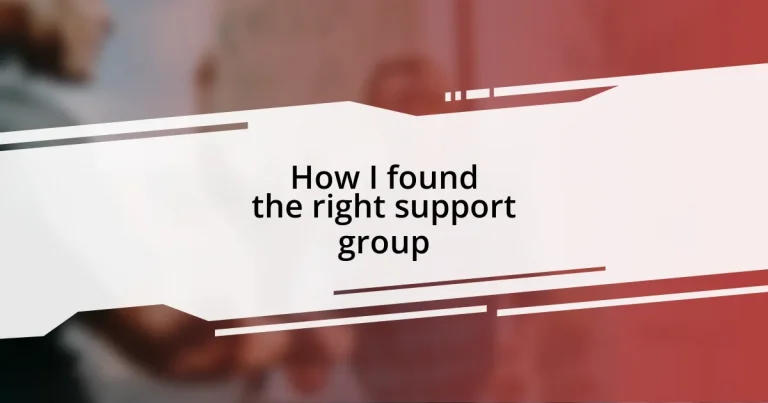 How I found the right support group