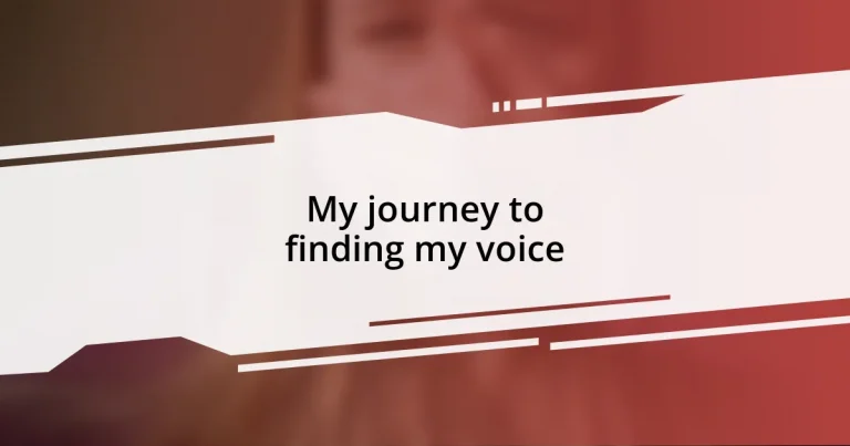 My journey to finding my voice