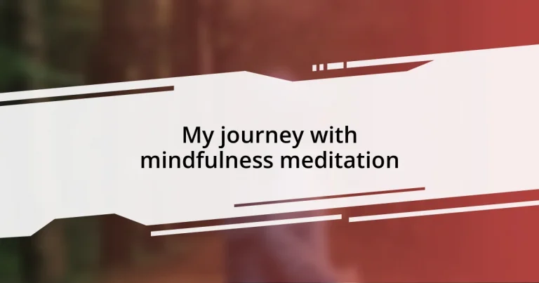 My journey with mindfulness meditation