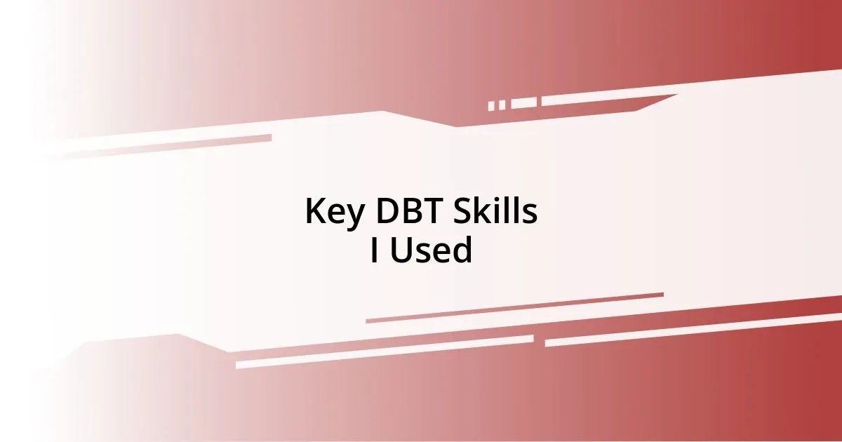 Key DBT Skills I Used